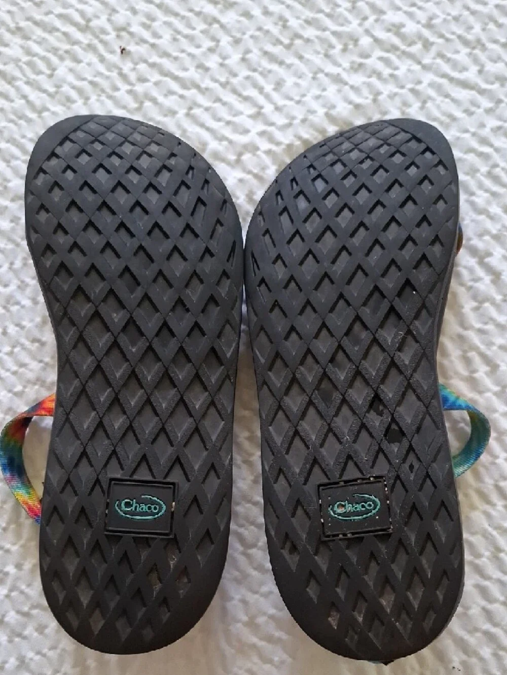 Chaco Men's Black Sandals with Rainbow Tie-Dye Straps
